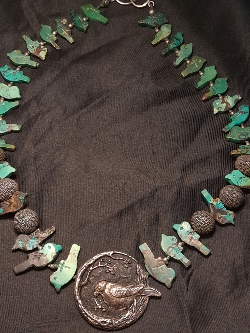 Green Turquoise Bird Pendant Necklace - Handmade Nature-Inspired Style